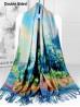 Summer Landscape & Butterflies Double-sided Oil Painting Scarf